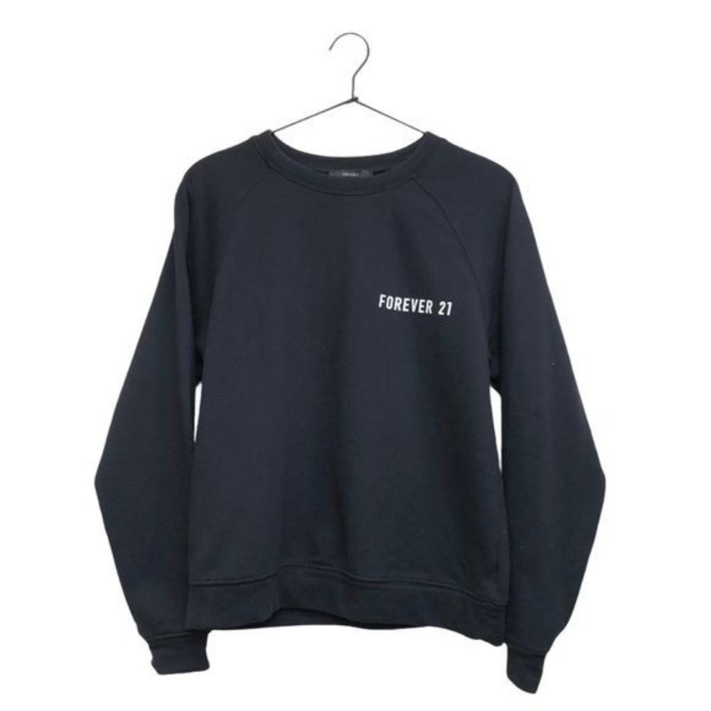 Forever 21 Black Logo Pullover Crewneck Sweater | Medium